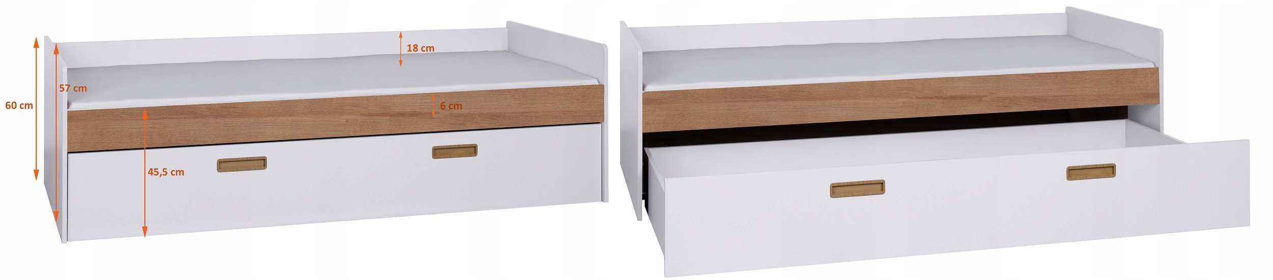 łóżko z poduszkami wysuwanym pojemnikiem do pokoju młodzieżowego Grant 09 Marka MARMEX Meble