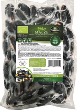 Levně Myfood Bio Mušle chilský mulč v skořápce vařené 1 kg zmrazené