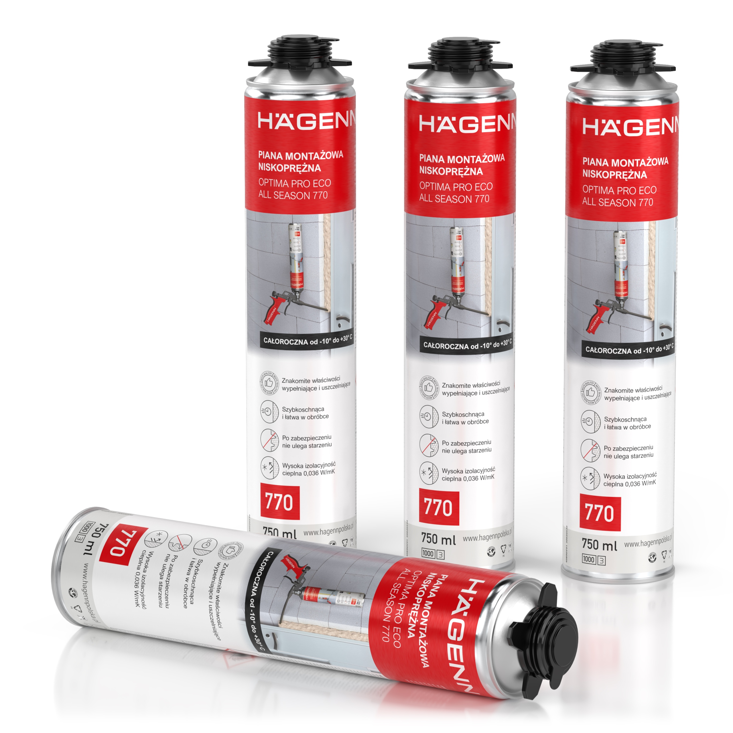 Pěnová montážní pistole Nízkoprá zimní Optima Pro Eco 750 ml