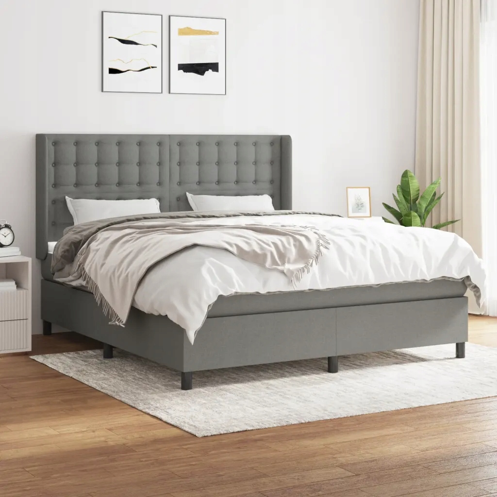 Box spring postel s matrací tmavě šedá 160x200 cm textil Šedá 3131762