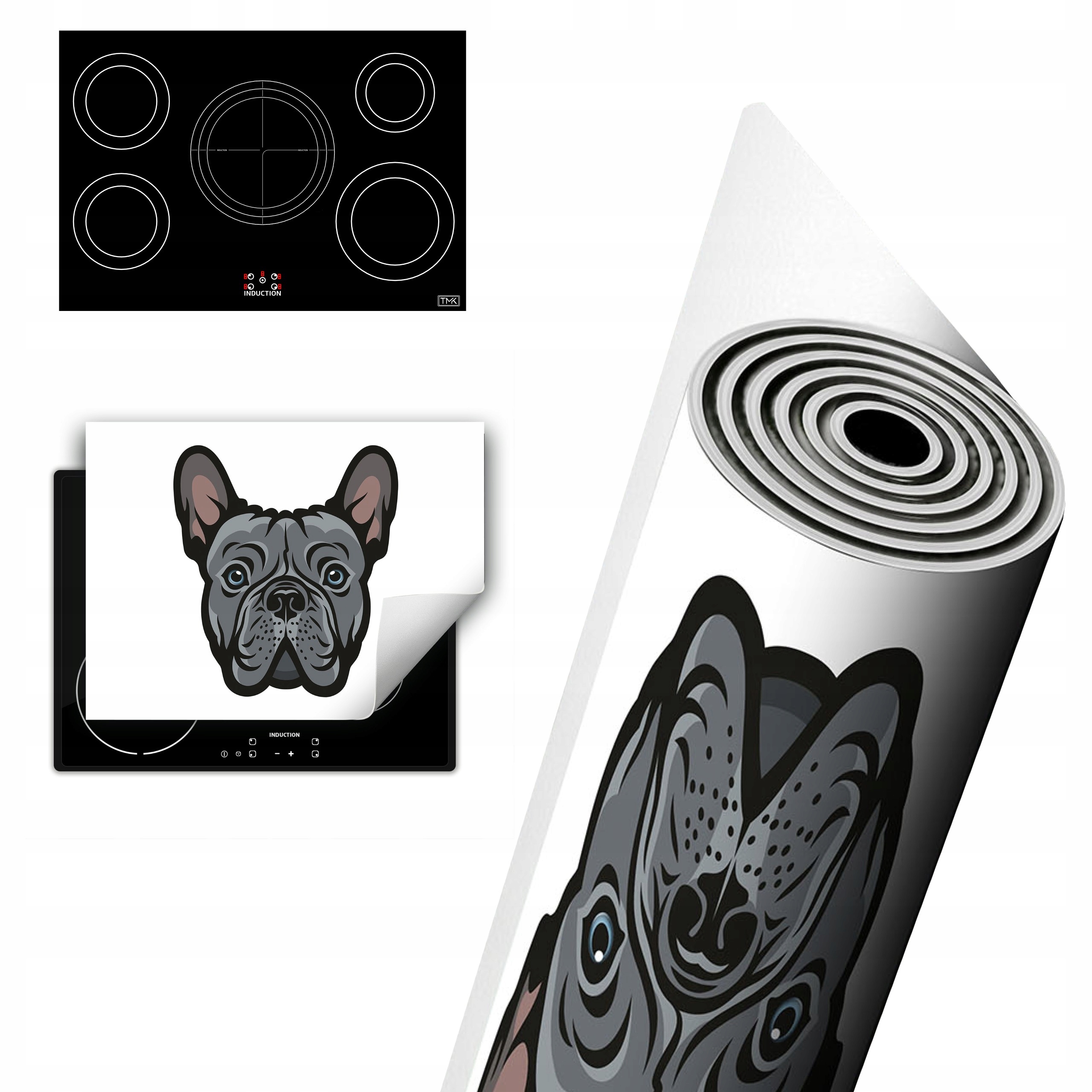 Vinylová Ochrana Na Indukci Deska 80x52 šedá pes