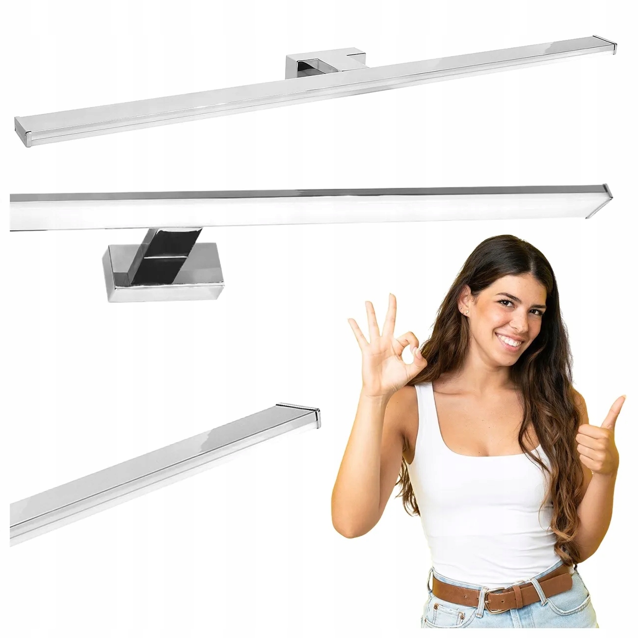 Jednoduchá Led Koupelnová Nástěnná Lampa Slim Chrom 80 CM 18 W 4000K Neutrální Bílá