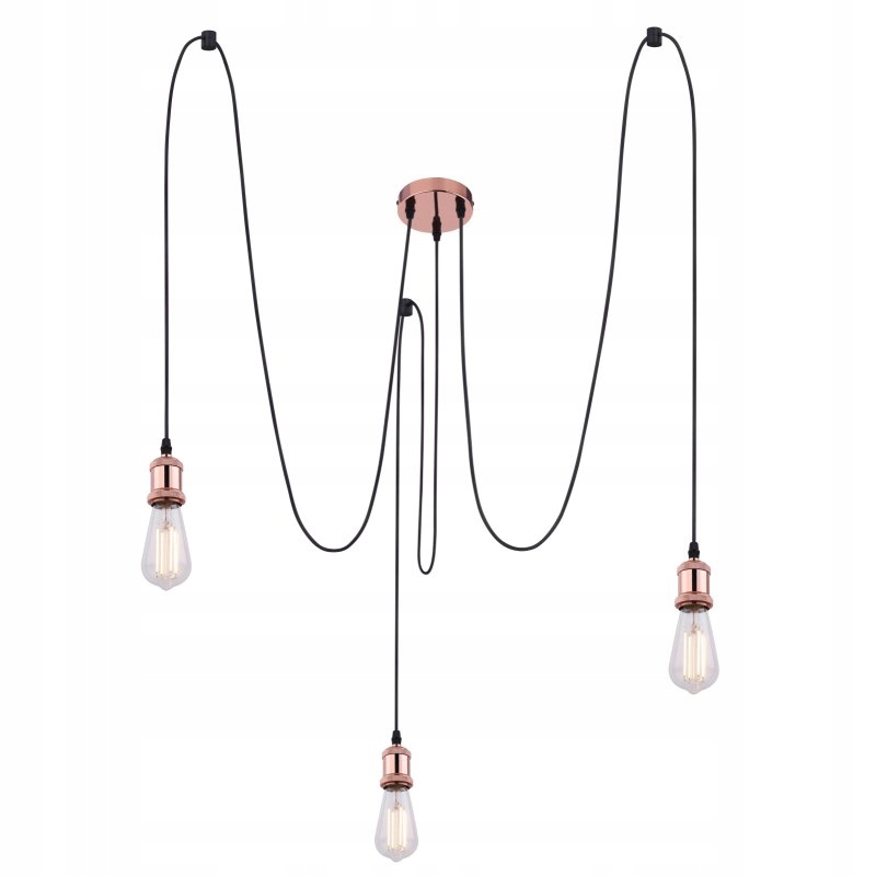 Měděná závěsná lampa pavouk tříbodová Oliver