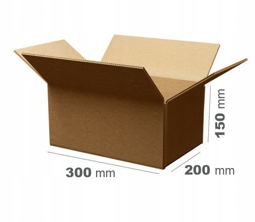 50 szt. Karton Pudło klapowe 300x200x150 szare 5W Bc 540g/m2 Gabaryt B