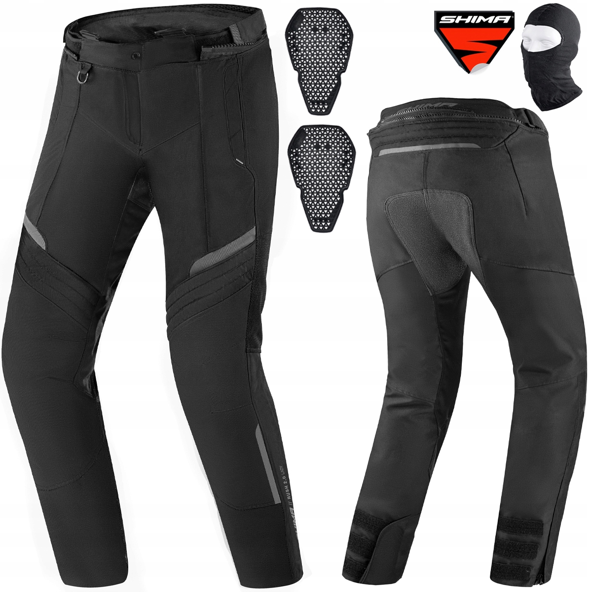 SPODNIE MOTOCYKLOWE | SHIMA RUSH 2.0 BLACK | DAMSKIE WODOODPORNE + GRATISY