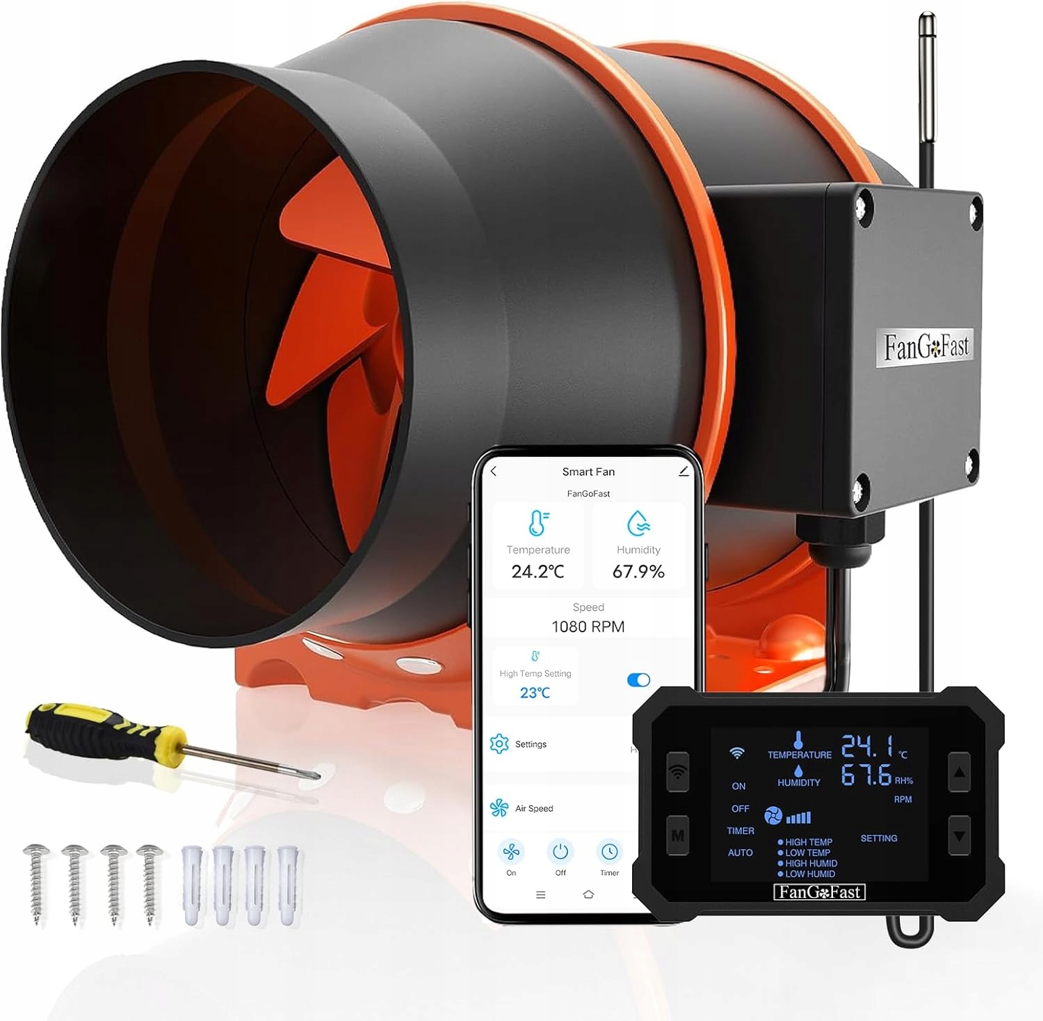 FanGoFast Wentylator rurowy z aplikacją WiFi 150 mm regulacja temp. M3020
