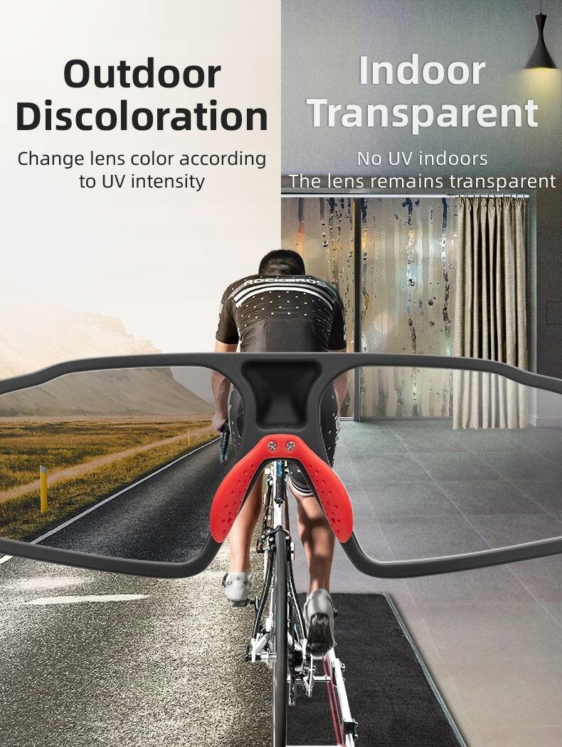Rowerowe Okulary PRZECIWSŁONECZNE FOTOCHROM Filtry Długość zausznika 123 mm