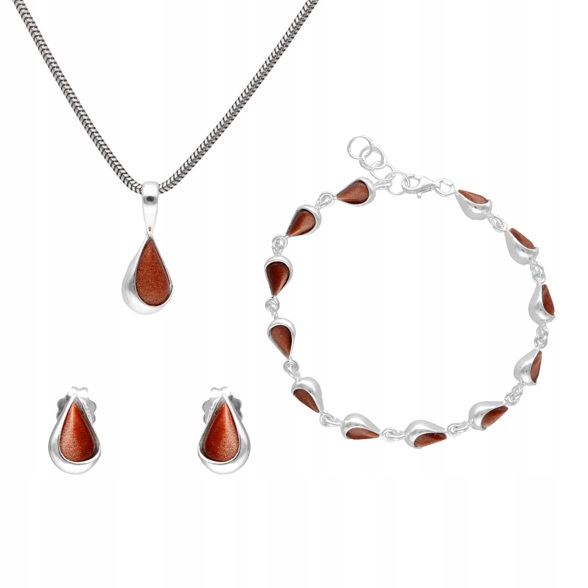 Komplet slziček s pískem pouště stříbro