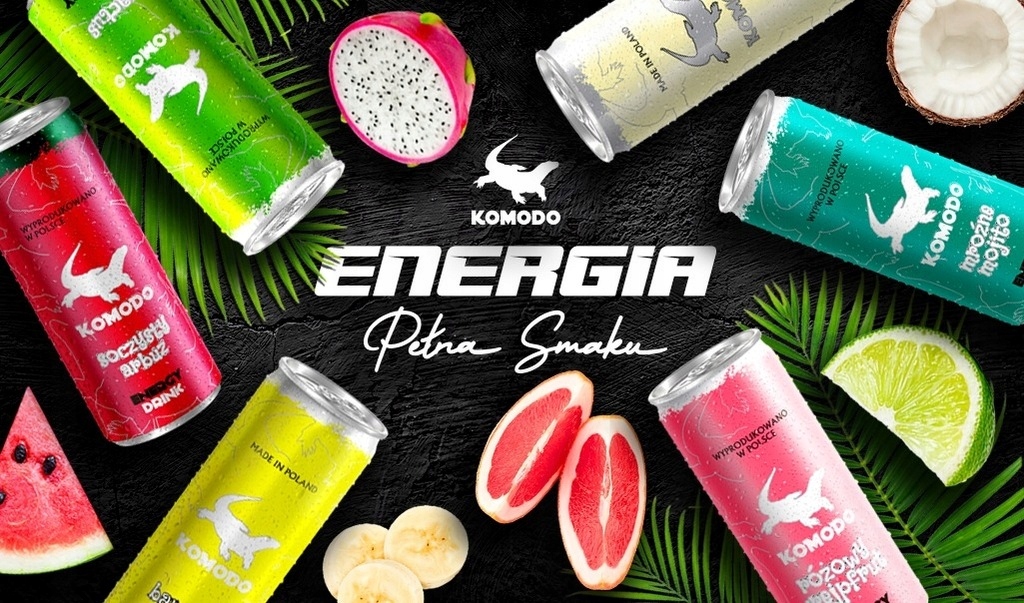 ENERGY DRINK KOMODO DZIKA POZIOMKA PUSZKA 250 ML Nazwa handlowa Energy drink dzika poziomka