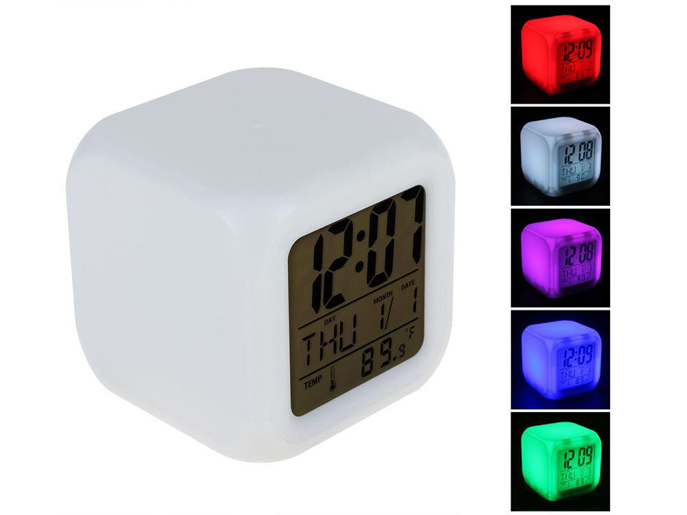 ZEGAR BUDZIK ŚWIECĄCY KAMELEON ZMIENIAJĄCY KOLORY LED RGB ZEGAREK TERMOMETR Typ budzik