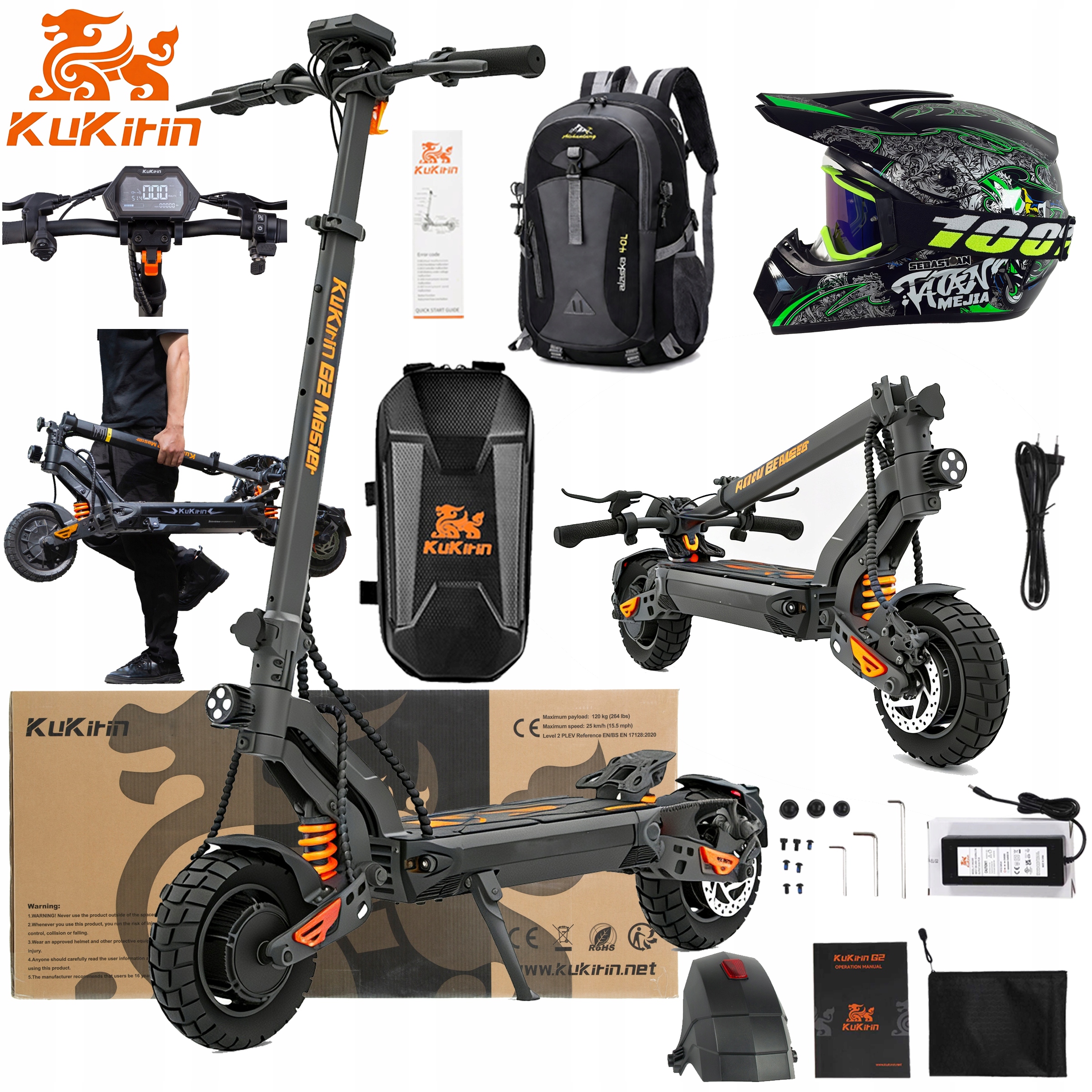 KuKirin G2 Master terenowy 2000W 52V 20,8AH 60KM/H 70KM 10" +3Prezentów Pl