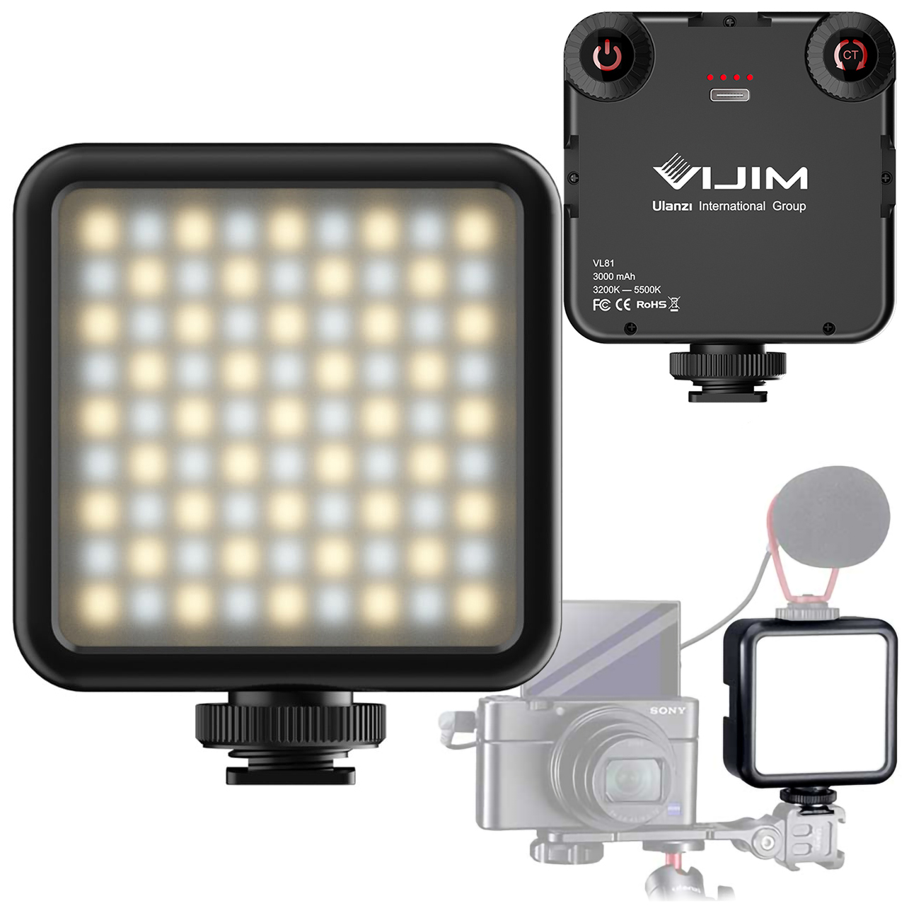 Mini lampa Led Bi-Color Ulanzi Vijim VL81 3200 5600 K do wywiadów Vlog