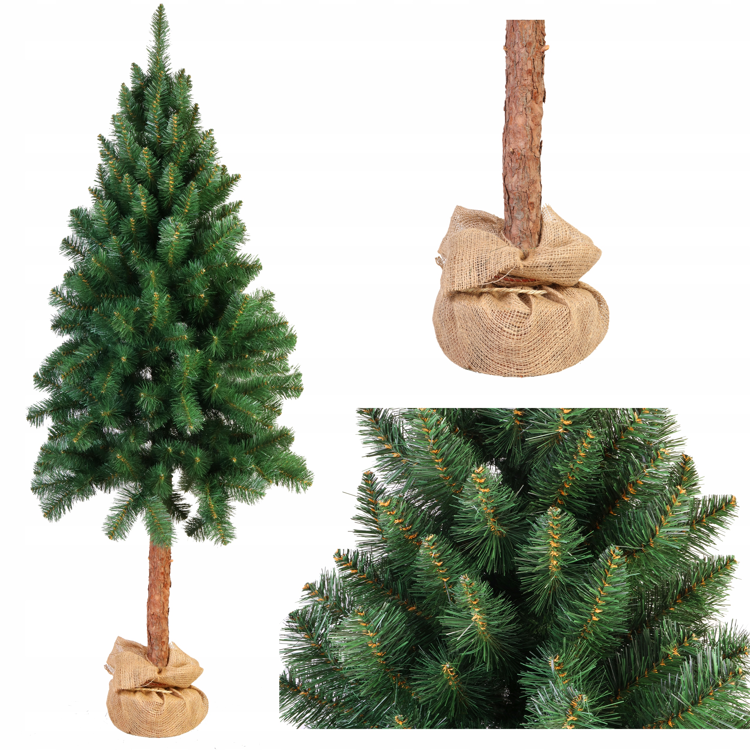 Umelý Vianočný Stromček S Prírodným Kmeňom Smrek Kaukazský 200 CM Ako Živý Premium