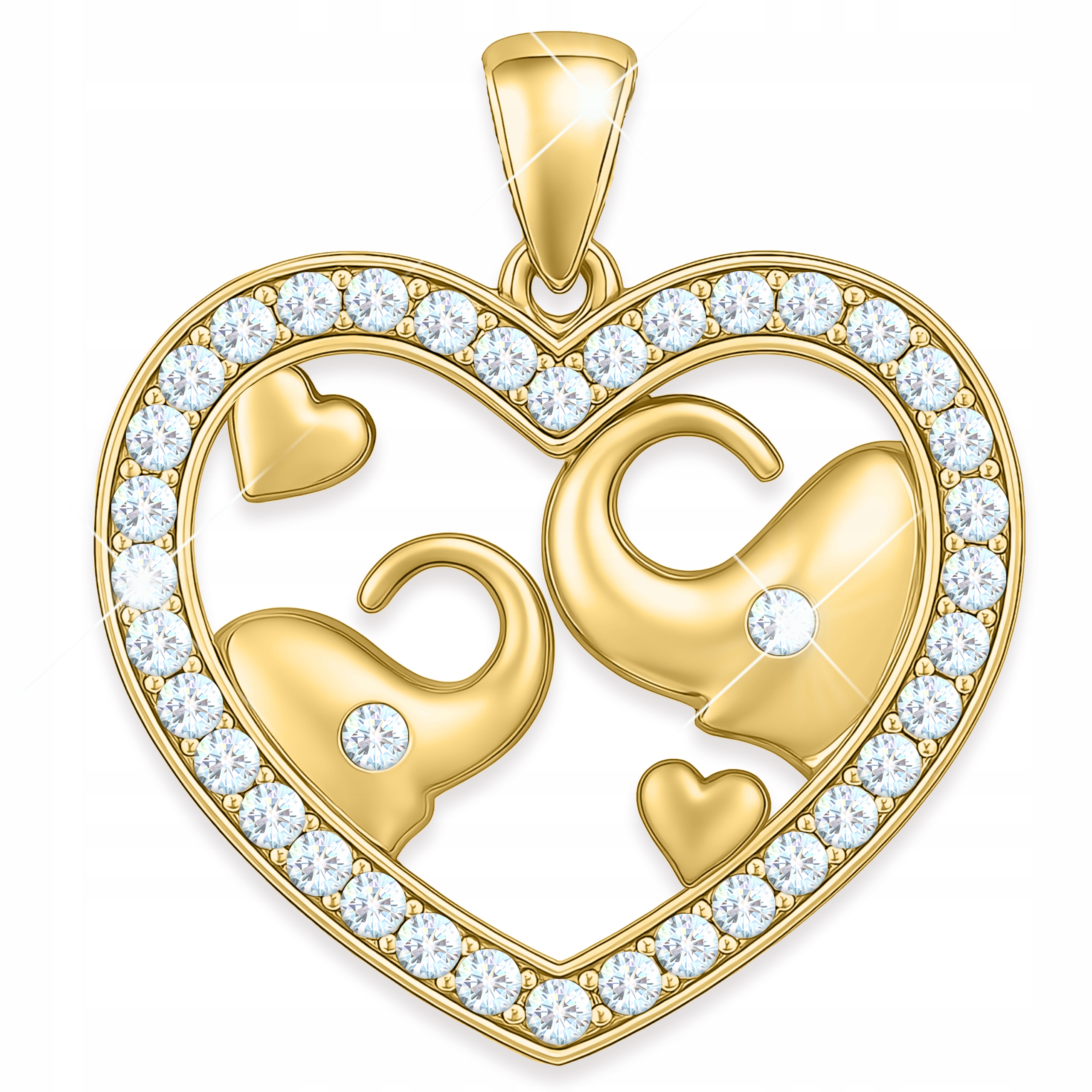 Zlatý přívěsek 925 Srdíčko se slonem Srdce Slon Slon se zirkony