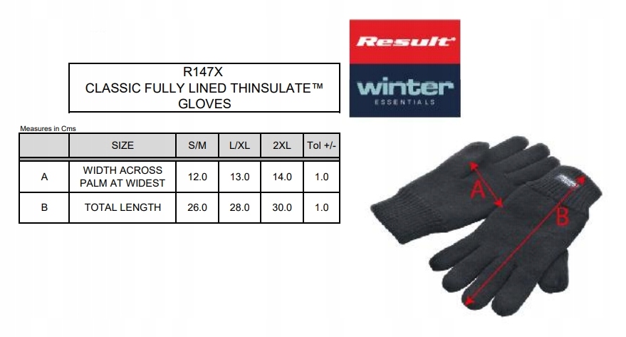 BARDZO CIEPŁE RĘKAWICZKI THINSULATE RESULT L/XL Model RT147X