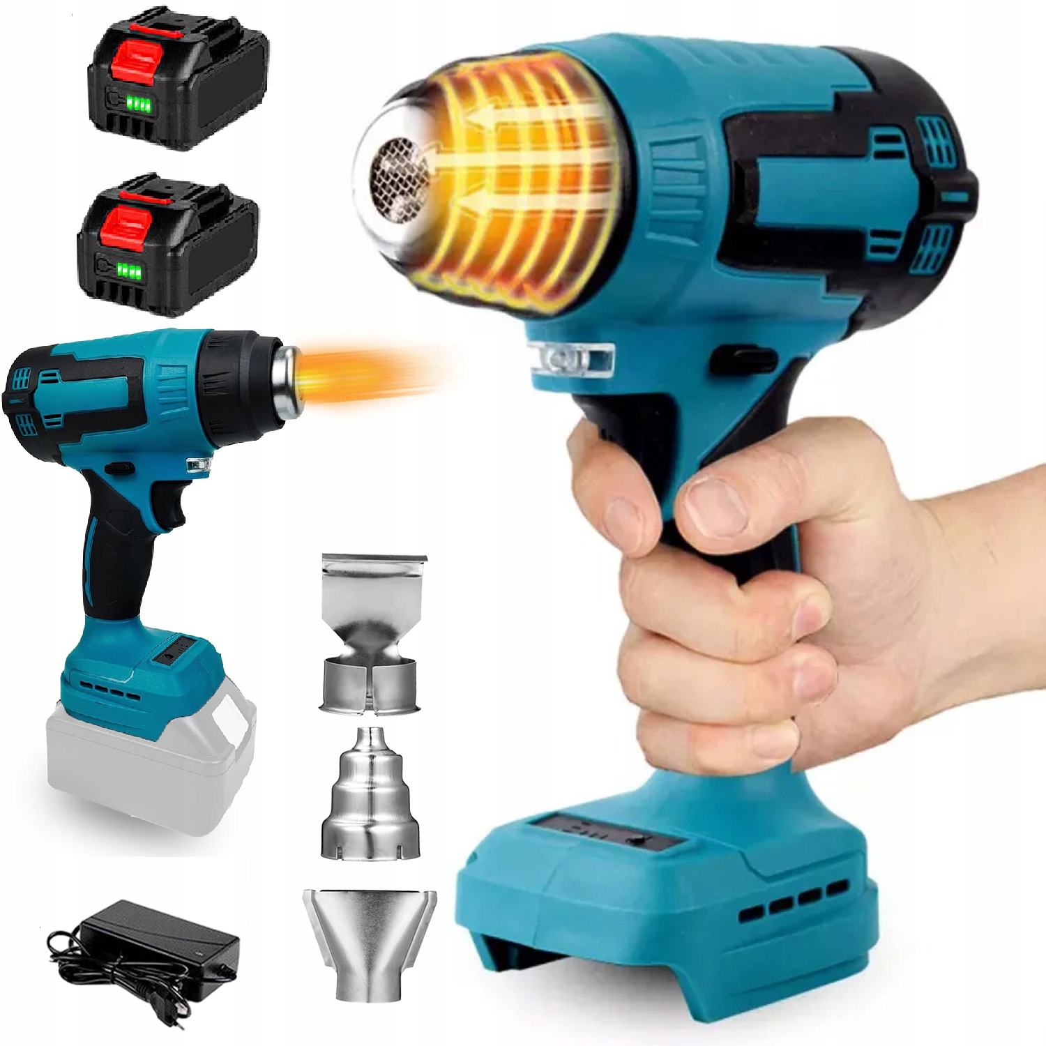 Horkovzdušná Pistole Makita Aku Bezdrátová Výkonná 400°C 3 Trysky +2AKU