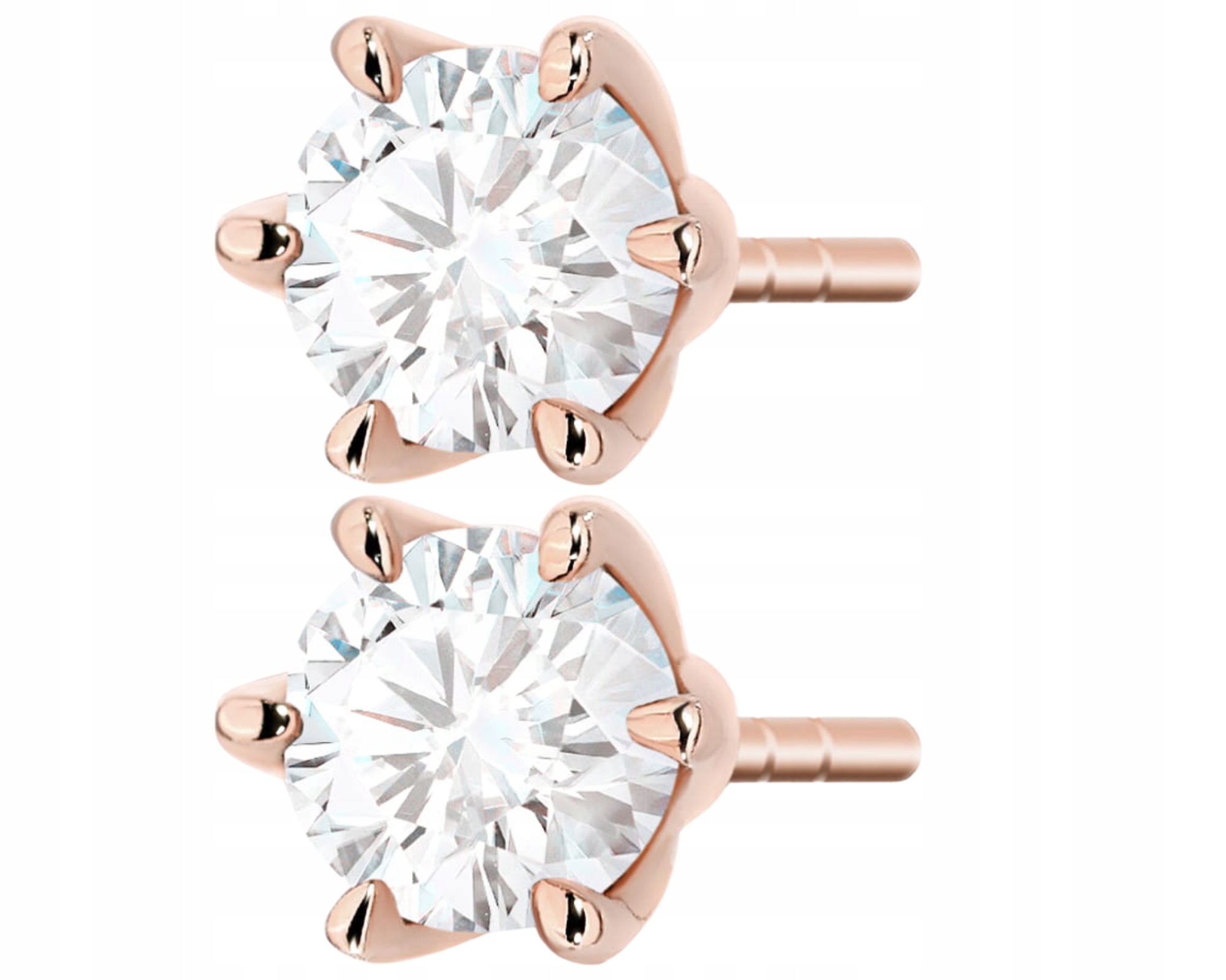 Náušnice Z Růžového Zlata S Laboratorními Brilianty, Šroubovák 585