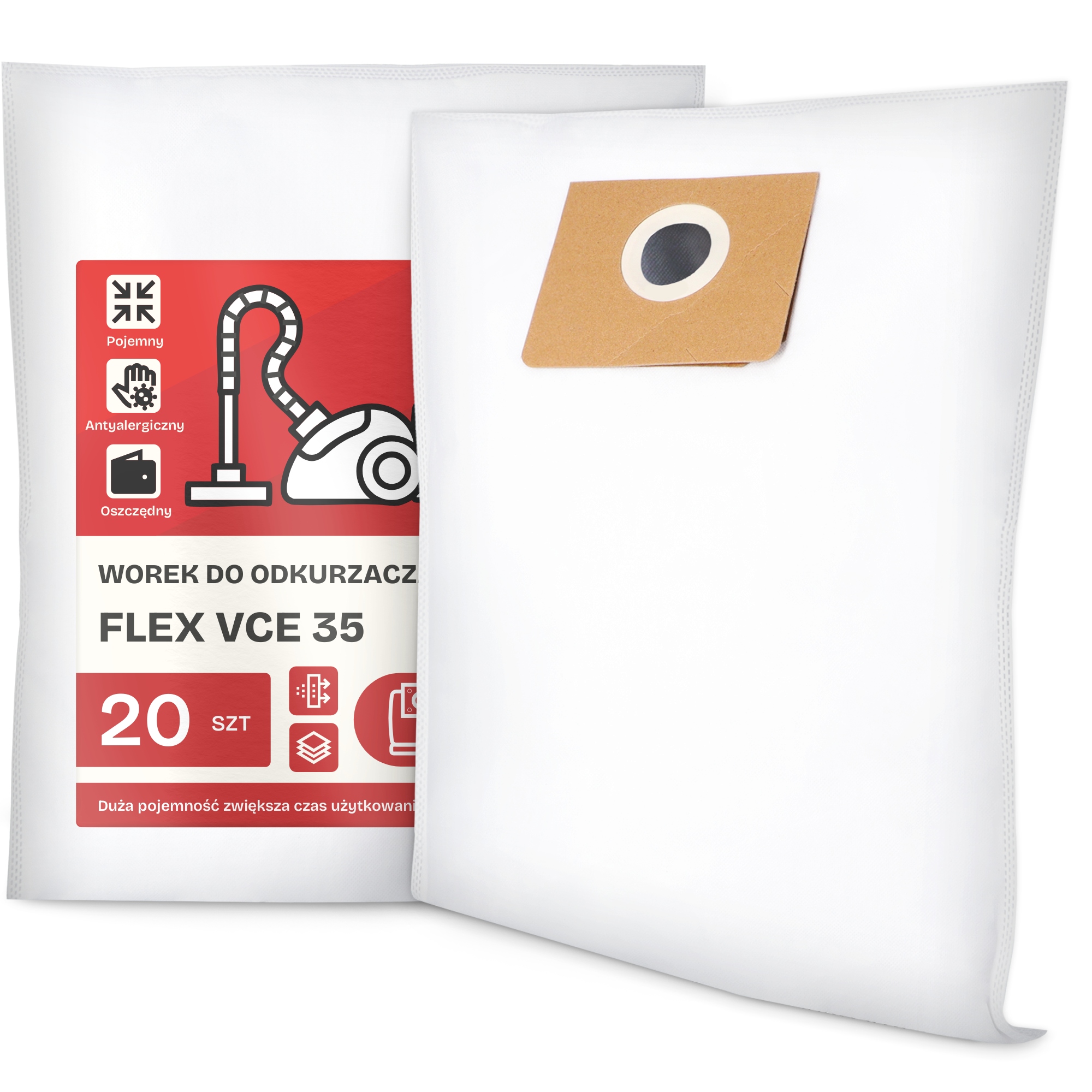 20 x Sáček Do Vysavače Flex Vce 35 Syntetický Velký Silný Sáček Sáčky G9