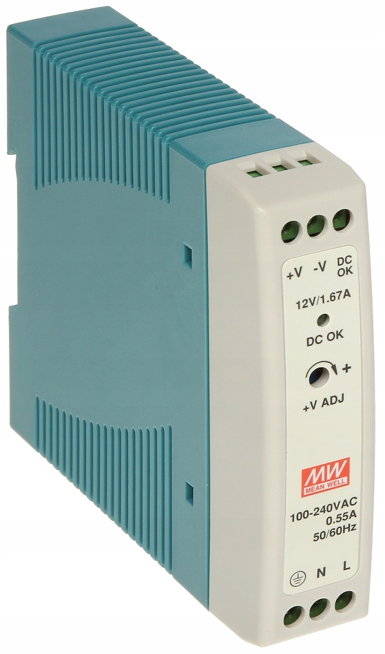 

Zasilacz impulsowy Din 12V DC MDR-20-12 Mean Well