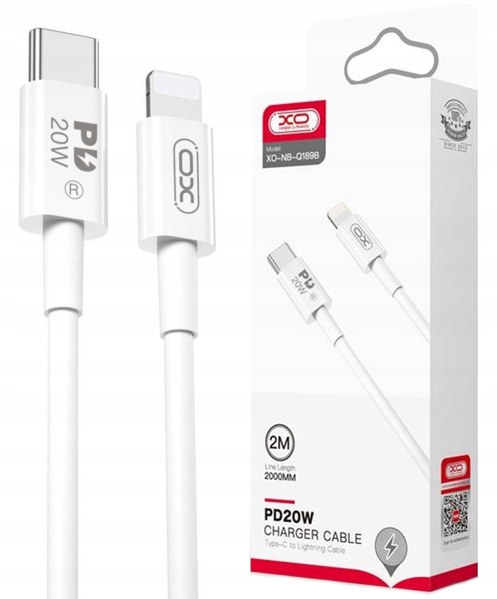 Szybki Kabel USB-C Lightning 2m Quick Charg 20W PD Szybkie Ładowania iPhone