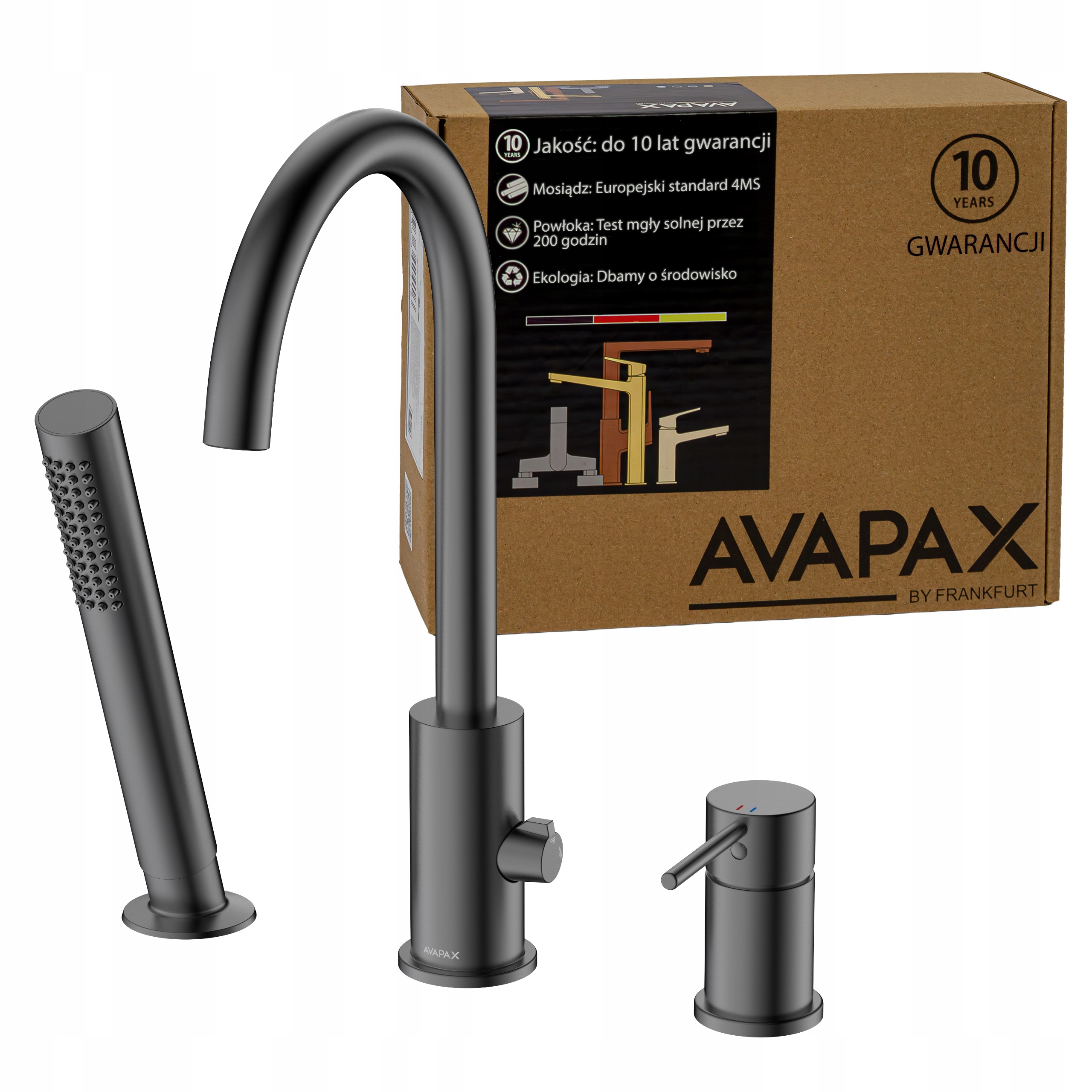 3-otvorová stojanková vaňová batéria so sprchou gun metal Avapax