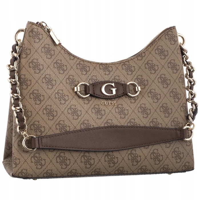 Dámská kabelka Guess Izzy Top Shoulder Bag Latte Logo/Brown Hnědá