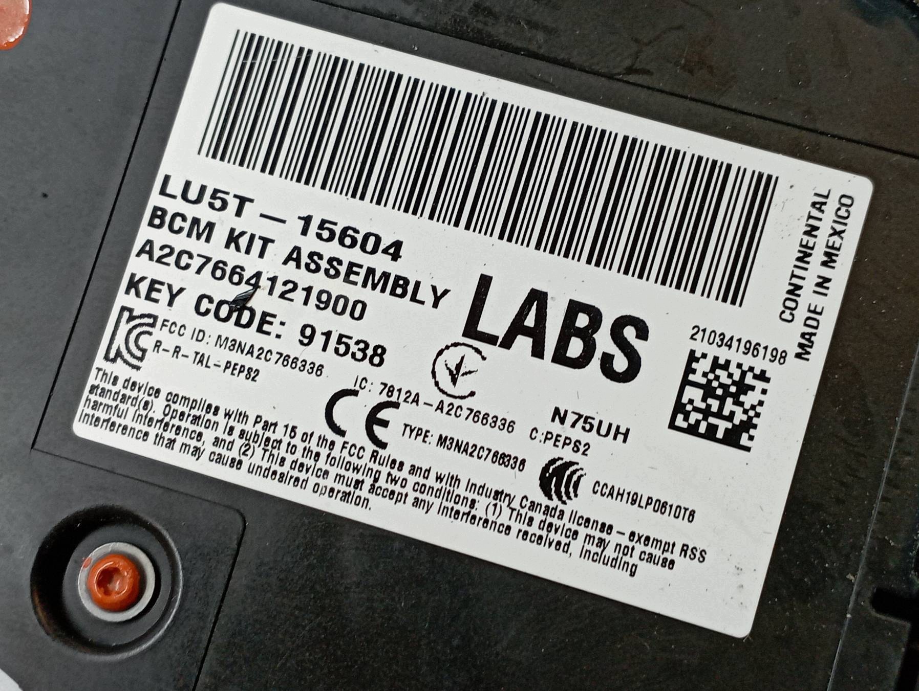 compartment BSI BCM LU5T-15604-LABS A2C7664121900 Lincoln Navigator IV