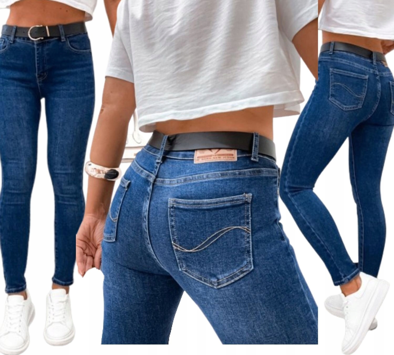 Spodnie jeansowe damskie jeansy rurki skinny modelujące M. Sara S/36