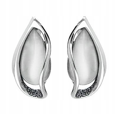 Stříbrné Klipy S Bílým Kočičím Okem K438 Stříbro 925