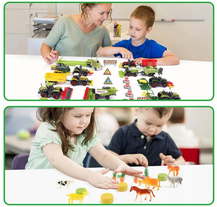 ZESTAW ROLNICZY TRAKTOR CIĄGNIK KOMBAJN ZWIERZĘTA Baterie Nie