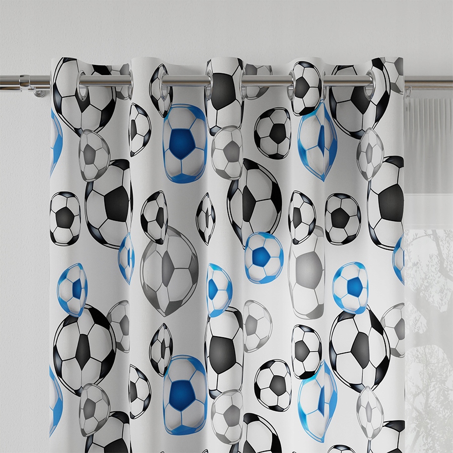 

Footbal, piłki, tkanina szer.140cm k. niebieski