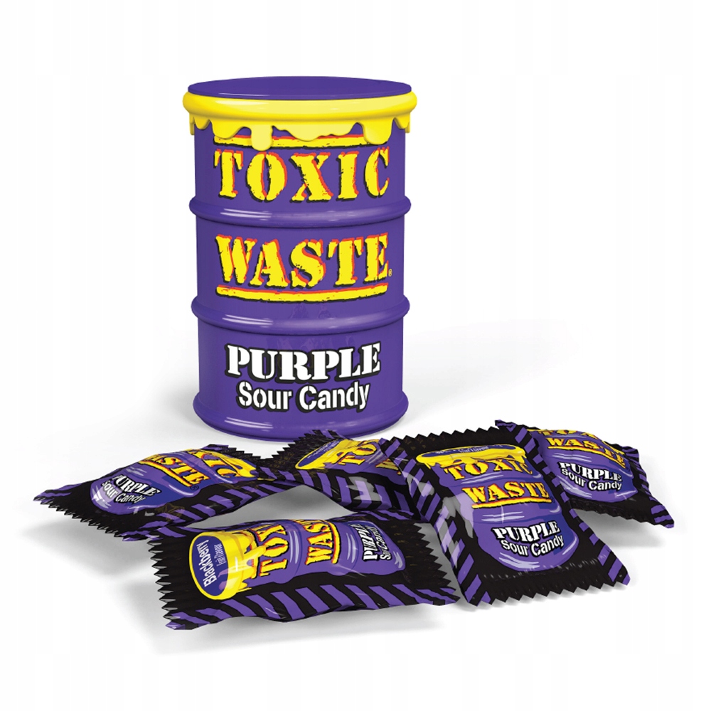 Levně Toxic Waste Purple Kyselé bonbóny s ovocnou příchutí 42 g Set: 12 ks