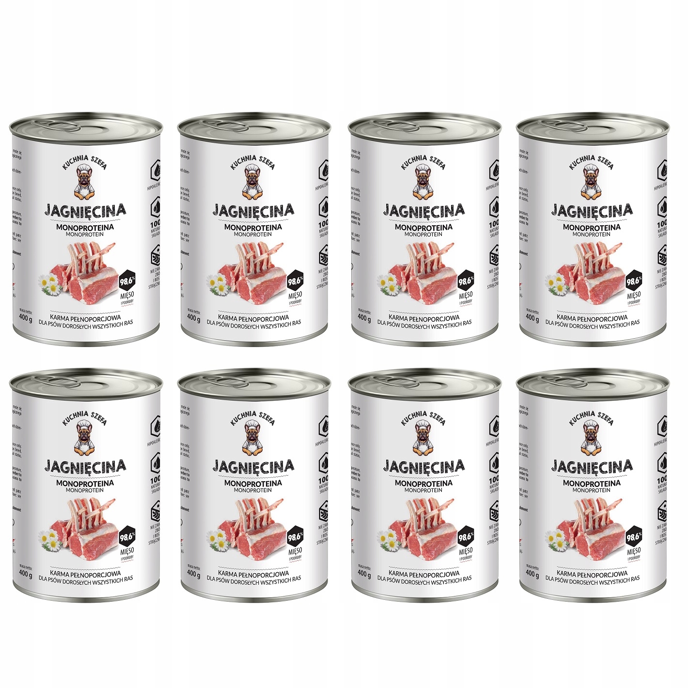 Kuchnia Szefa Mokra Karma Dla Psa Monoproteinowa Jagnięcina Puszka 8x400g
