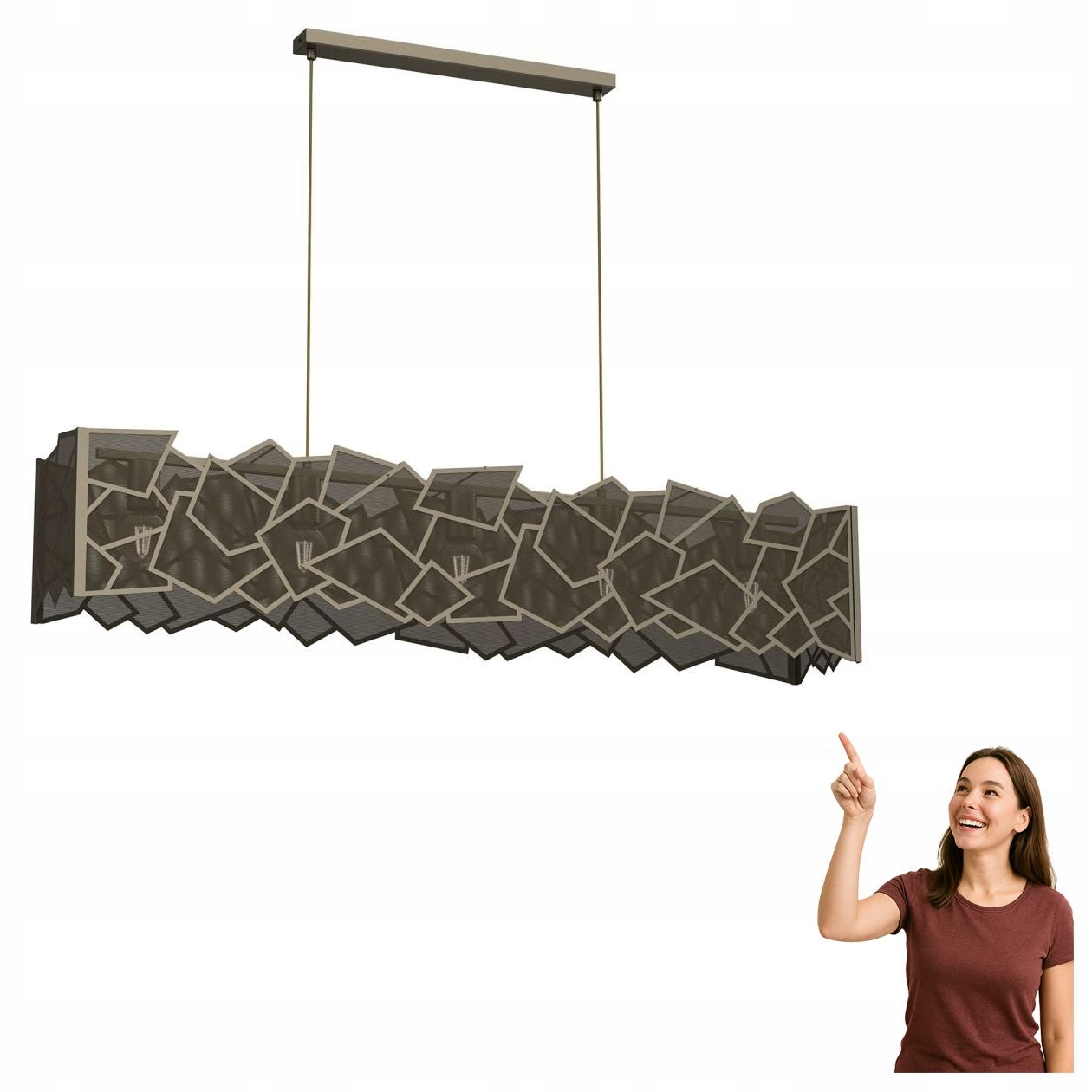 Dlouhá závěsná lampa z kovové síťoviny Camo 583 Luminex