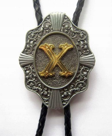 Kravata country western bolo s písmenem X iniciálou xymena x-man