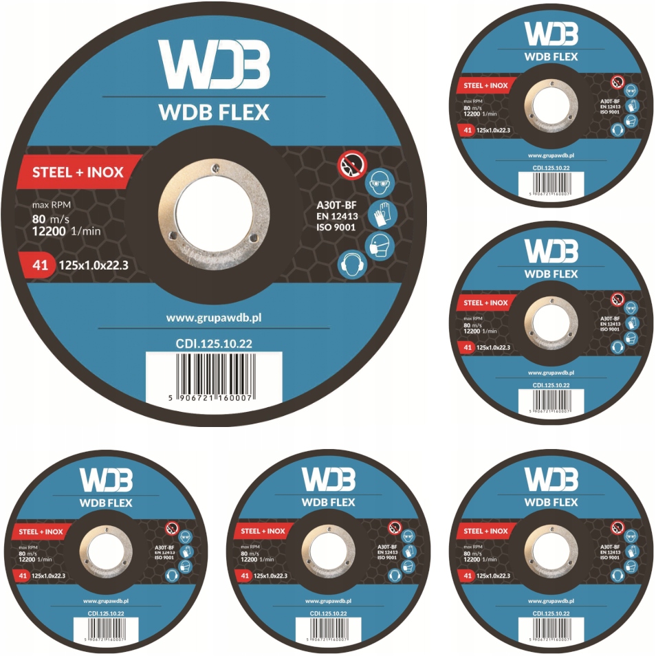 TARCZE DO CIĘCIA METALI STALI INOX 125×1 10 SZTUK Marka WDB Flex