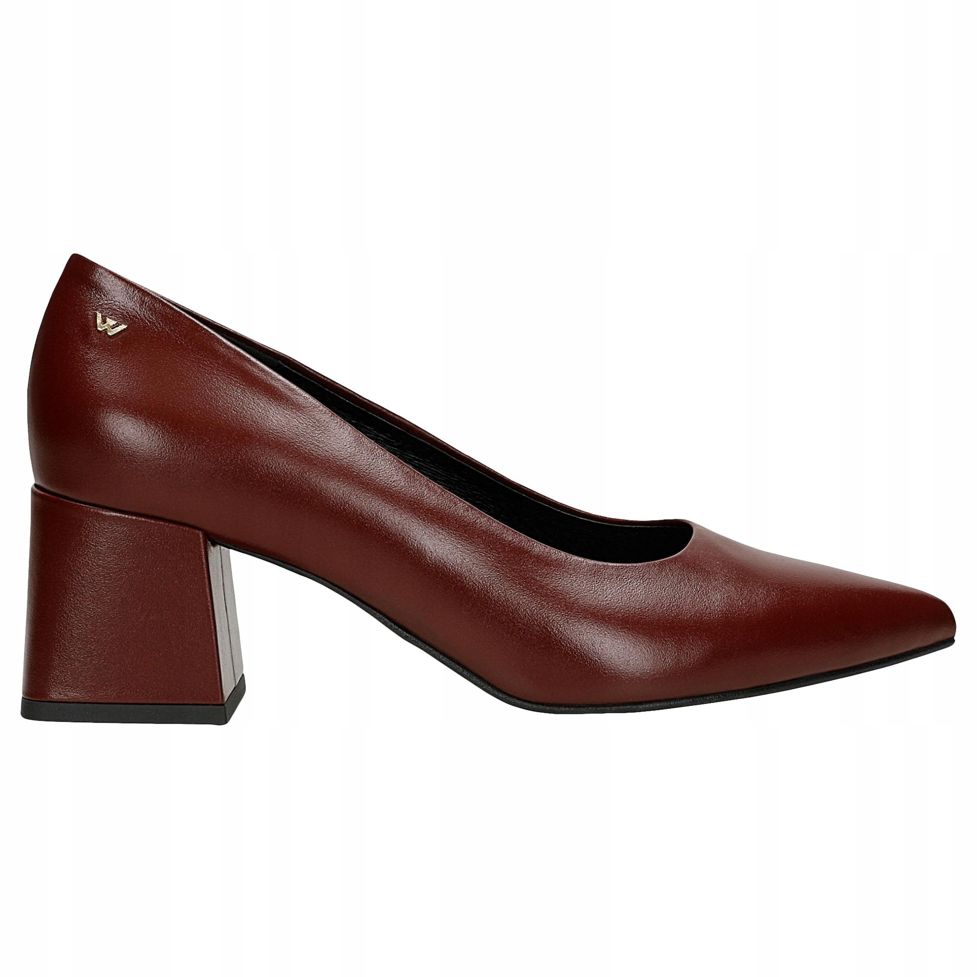 Bordové dámské kožené lodičky na širokém podpatku vel. 39