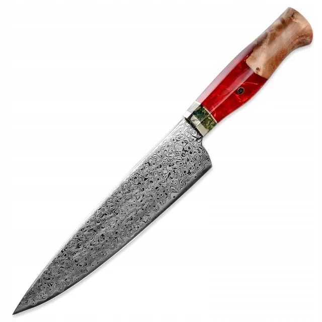 Damaškový kuchynský nôž Sa 20109 Chef/Červená KP-20109