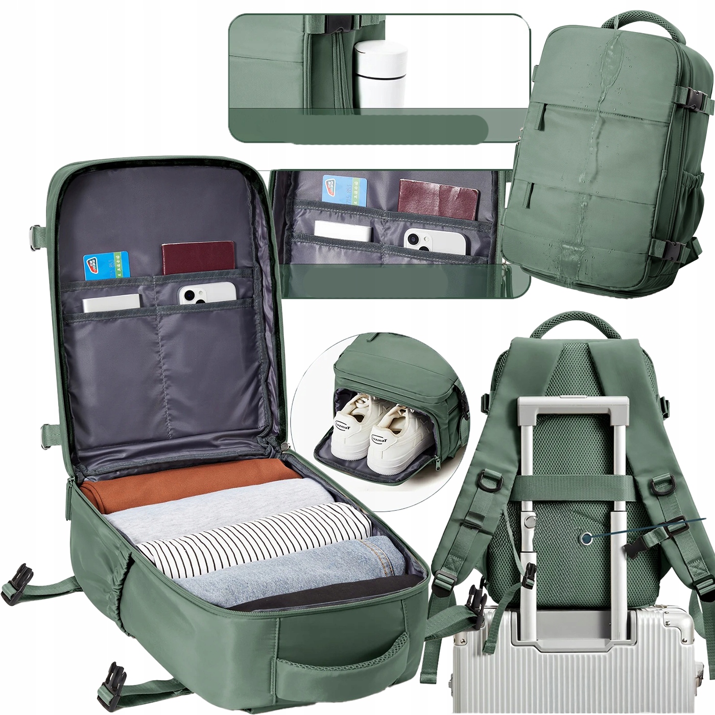 Batoh 40x20x25 Ryanair Příruční zavazadlo, cestovní Batoh Pc 14" Letadlo