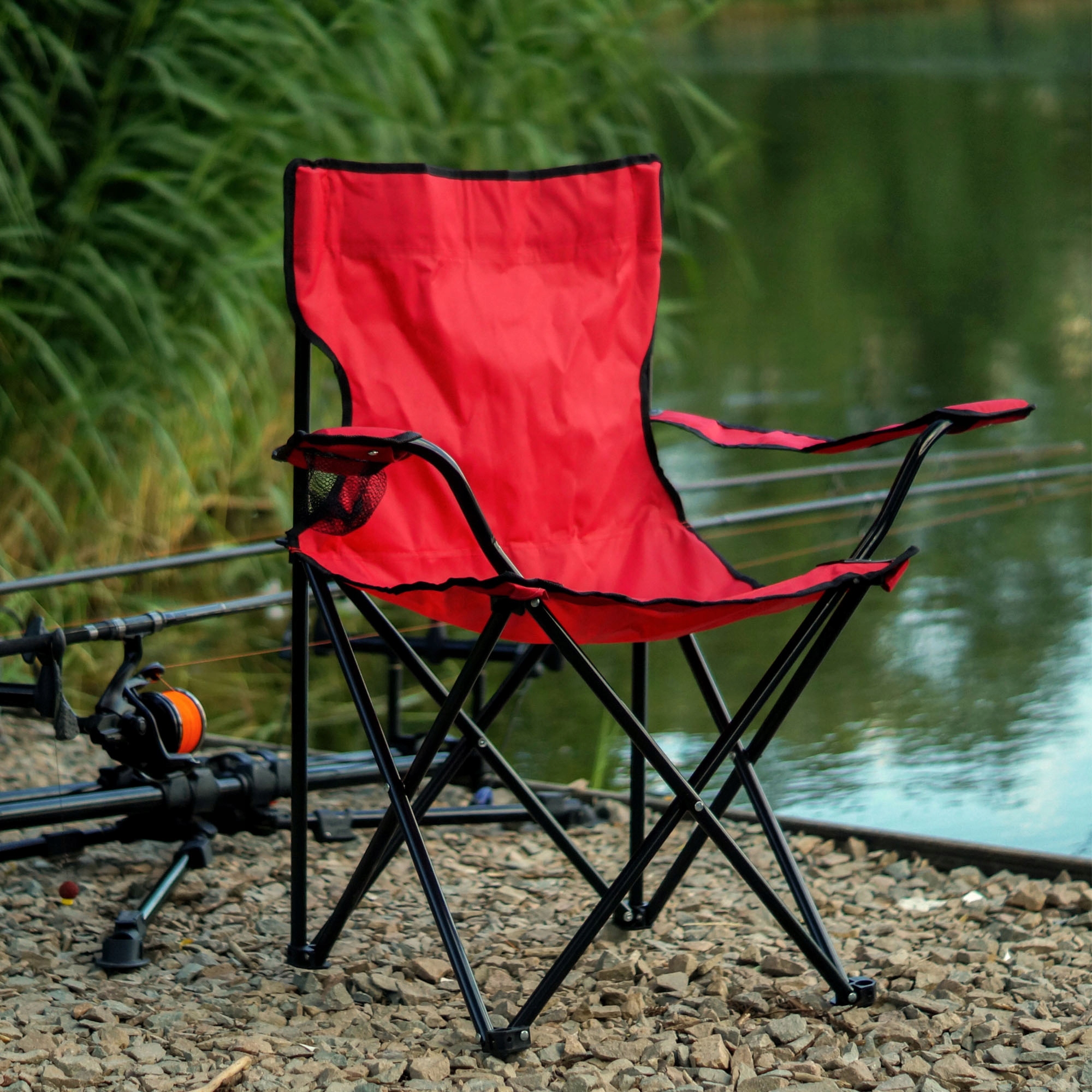 KRZESŁO TURYSTYCZNE WĘDKARSKIE SKŁADANE Z OPARCIEM KEMPINGOWE NA RYBY XXL Materiał stelaża stal