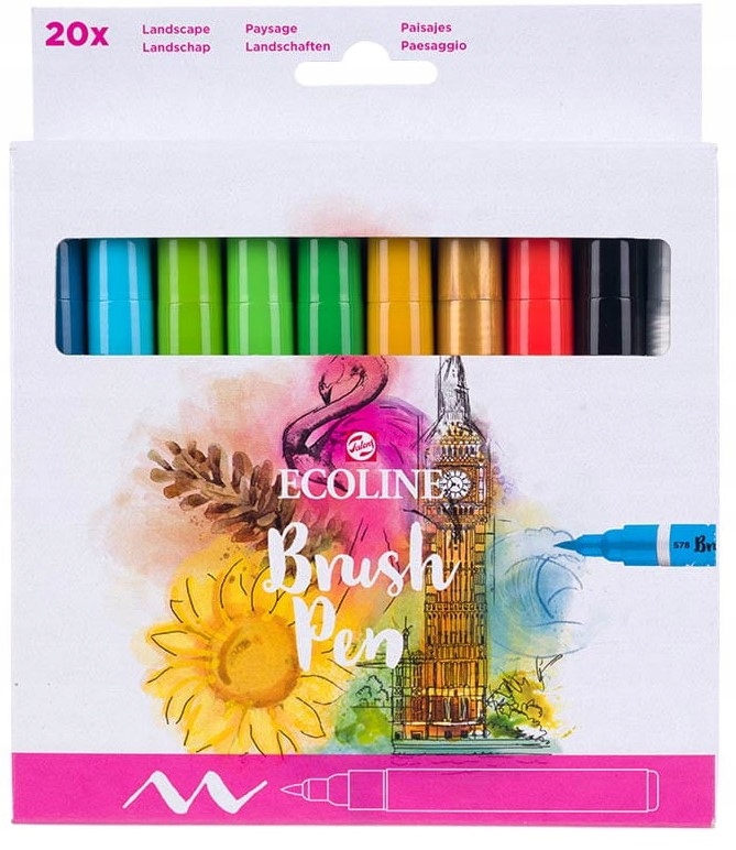 Sada Fixy Talens Ecoline Brush Pen Fixy 20 barev na šířku