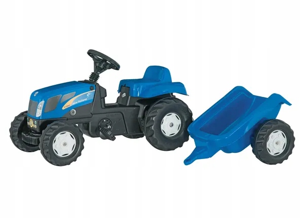 R01307 Traktor New Holland na pedały z przyczepką