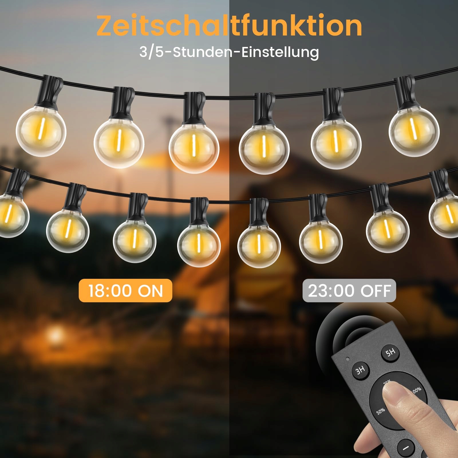 POGESTRAND Girlanda Solarna Zewnętrzna G40 10M USB Solarna 20 Żarówek IP65 — miniatura 6