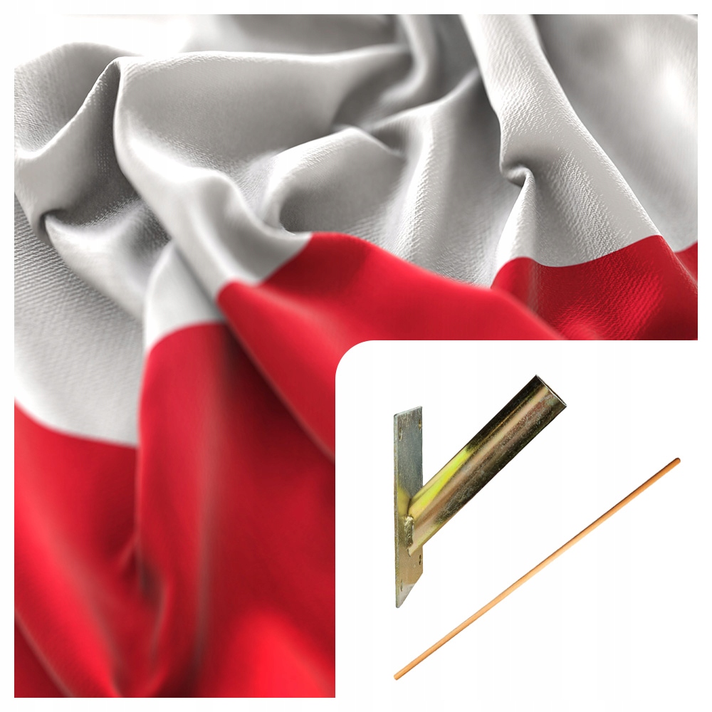 

Flaga Polski uchwyt do flagi maszt duży Zestaw