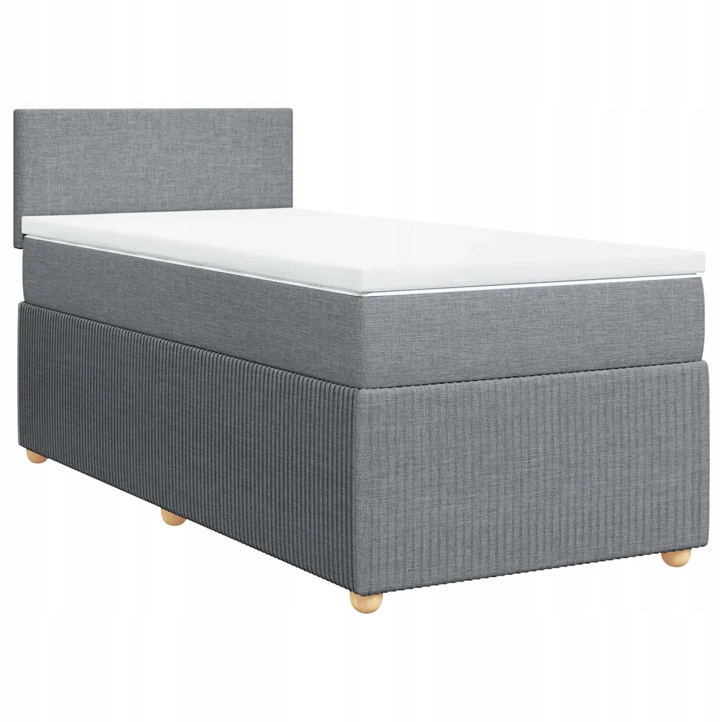 Kontinentální postel světle šedá 200 x 90 x 100,5 cm s matrací a topperem
