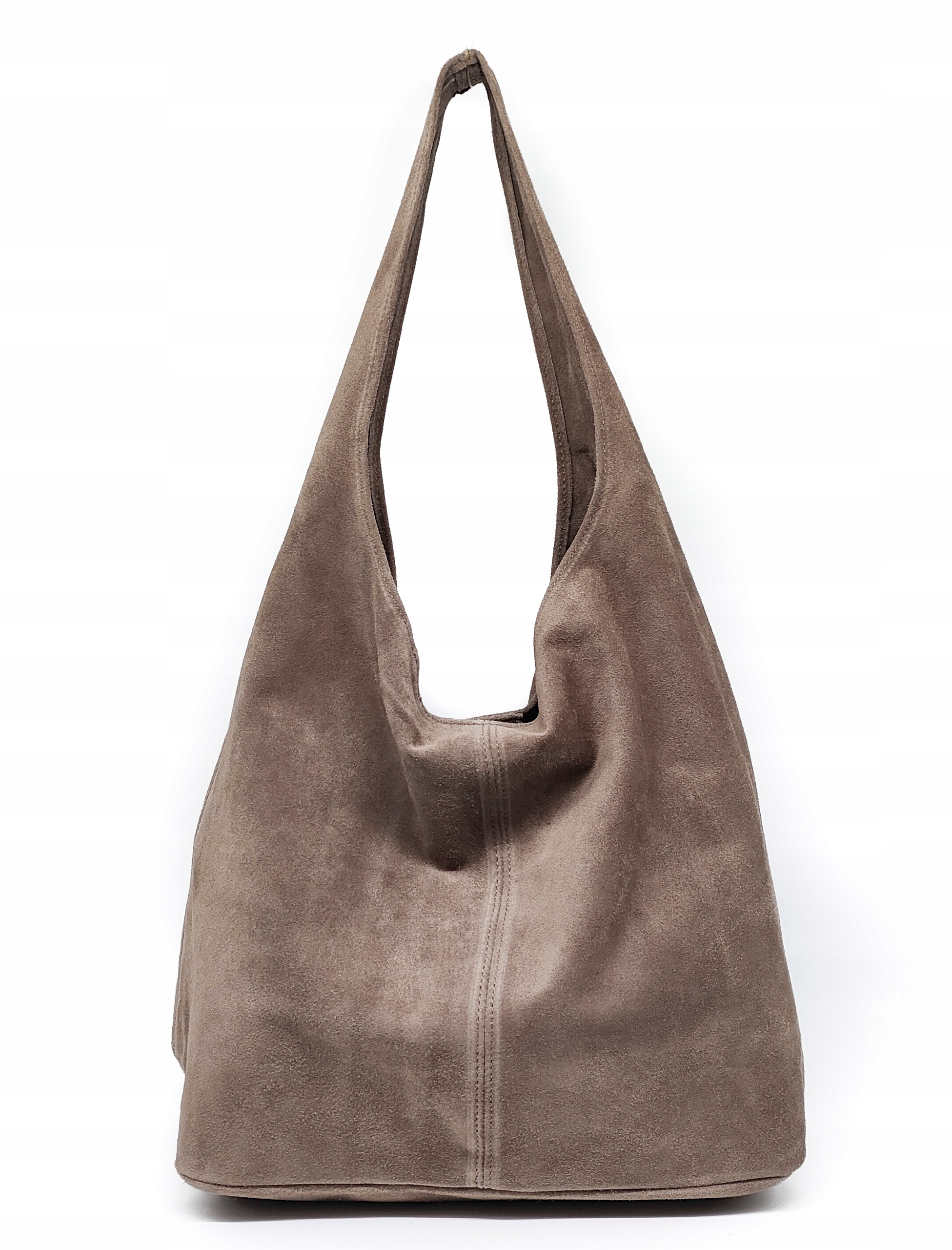 Módní semišový vak z pravé kůže vera pelle béžová/taupe