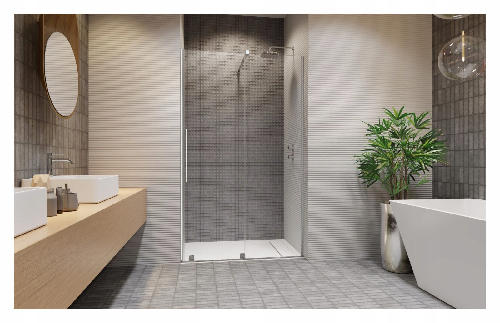 Drzwi prysznicowe szklane Furo DWJ 120 P UltraClea Wykończenie szkła przezroczyste