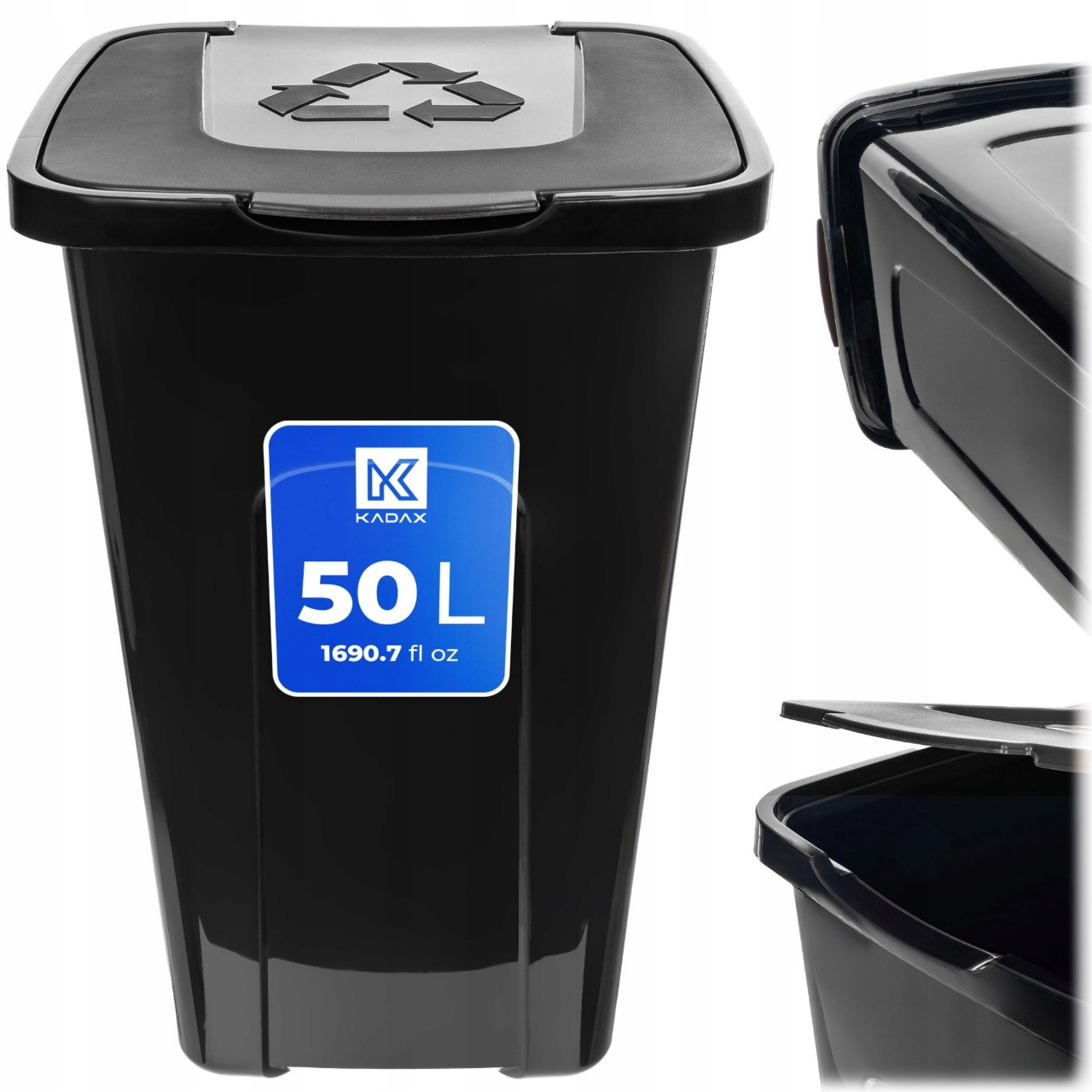 Odpadkový Koš Nádoba Na Tříděný Odpad 50 L Koš Černý Kontejner