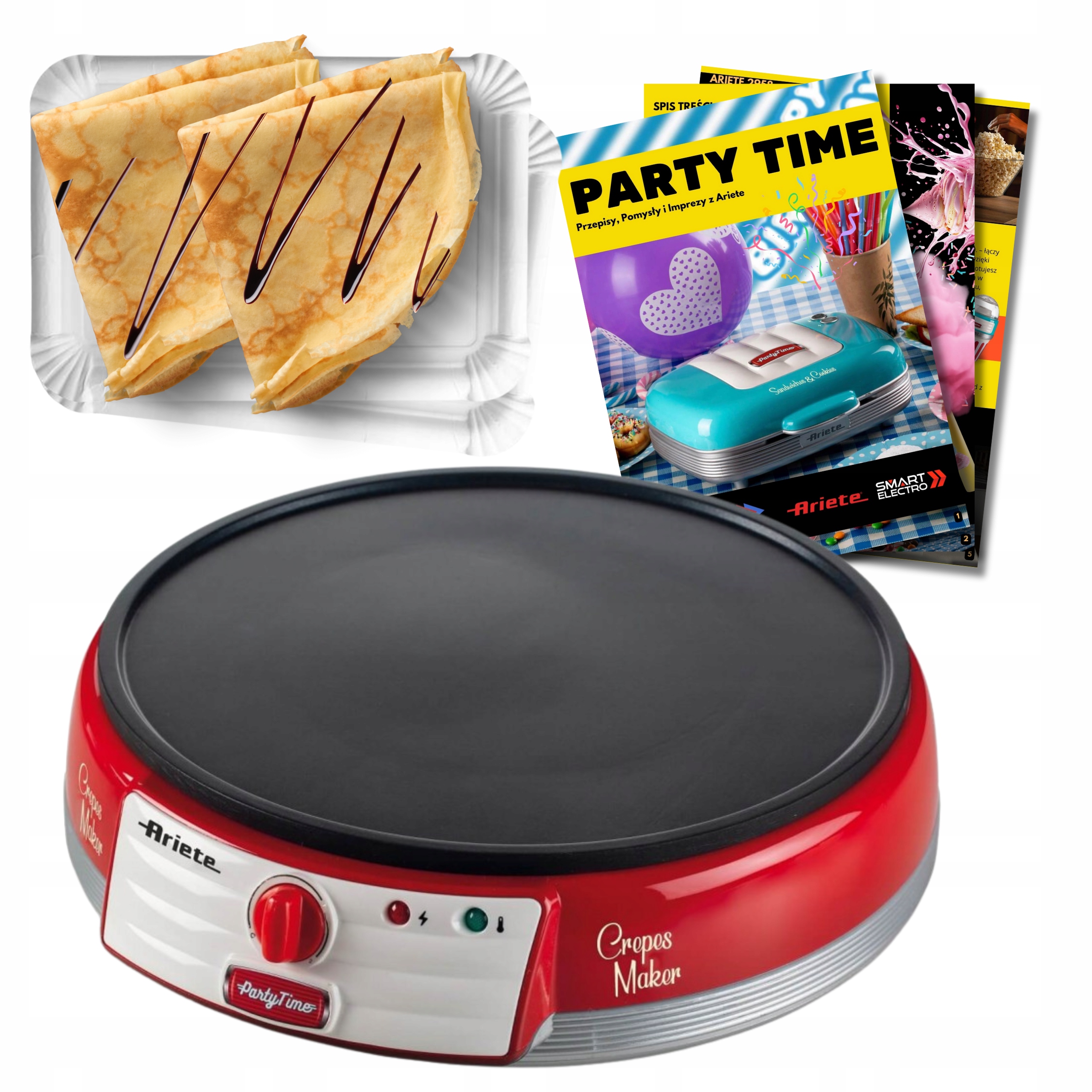 Naleśnikarka Ariete 202/00 Partytime Czerwona 1000W Papierowe Tacki
