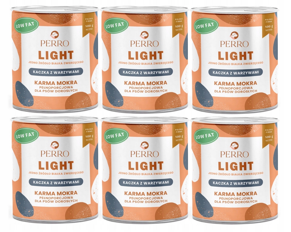 Levně Perro Light Monoproteinové Krmivo Vlhká kachna se zeleninou pro psa 6x800 g